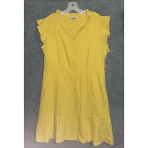 Nanette Lepore Dress Womens Size 14 Yellow Shift Ruffle Sleeve Summer Spring NWT